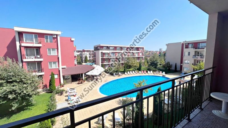 Pool view furnished 2-bedroom apartment for sale in Holiday & Orchid Fort Club 800m. from beach, 500m. from downtown Sunny beach